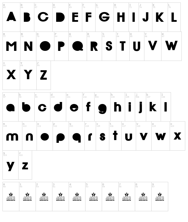 Rio Black font map